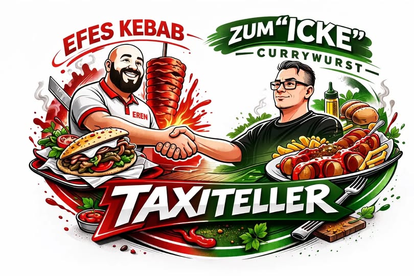 Gemeinsames Taxiteller-Logo von Efes Kebab und Zum Icke Currywurst